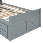 Letto in legno contenitore con letto estraibile singolo e tre cassetti portaoggetti