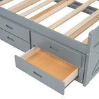 Letto in legno contenitore con letto estraibile singolo e tre cassetti portaoggetti