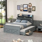 Letto in legno contenitore con letto estraibile singolo e tre cassetti portaoggetti